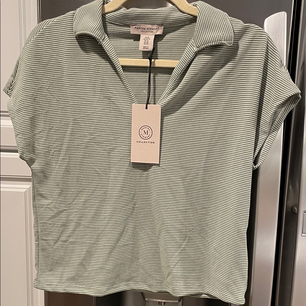 Brand New W Tags Martha Stewart Green Striped Button Down Shirt Brand New W Tags Martha Stewart Green Striped Button Down Shirt